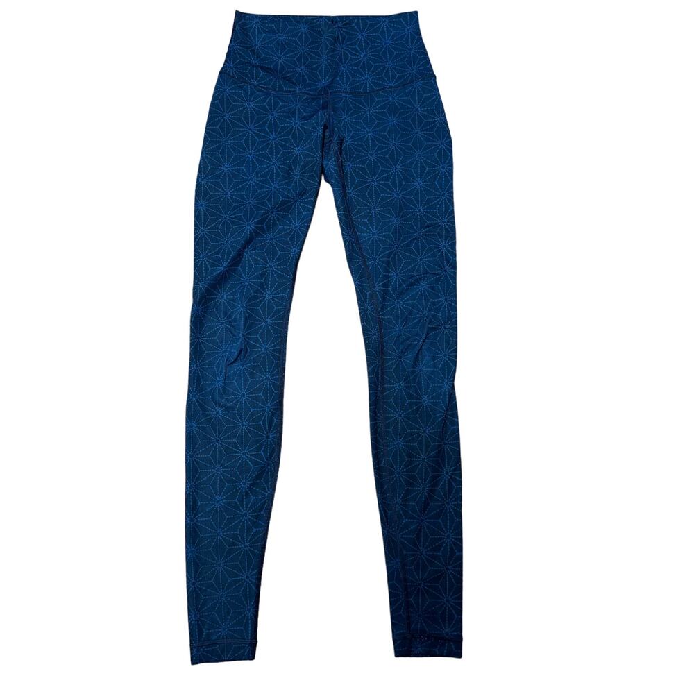 Lululemon Wunder Under Roll Down Exploded Sachico Star Inkwell Rugged Blue 4
